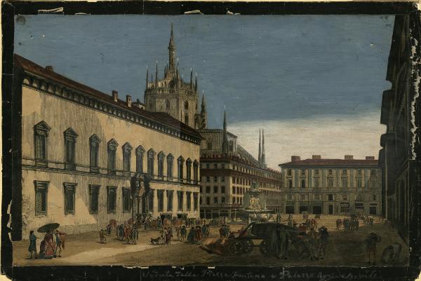 Veduta della Piazza Fontana e del Palazzo Arcivescovile