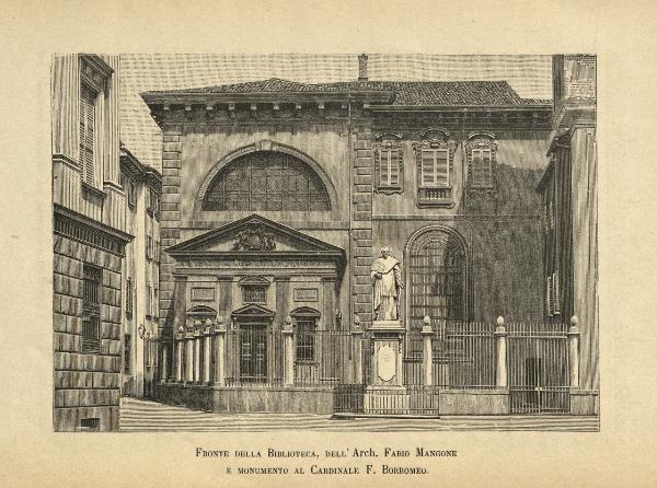 Milano. Biblioteca Ambrosiana (Facciata) e Monumento a Federico Borromeo