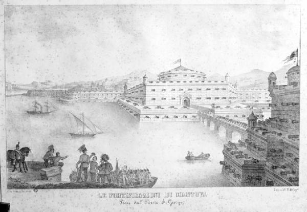 Mantova. Fortificazioni da Ponte San Giorgio