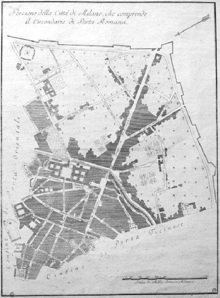 Milano. Pianta topografica del quartiere di Porta Romana