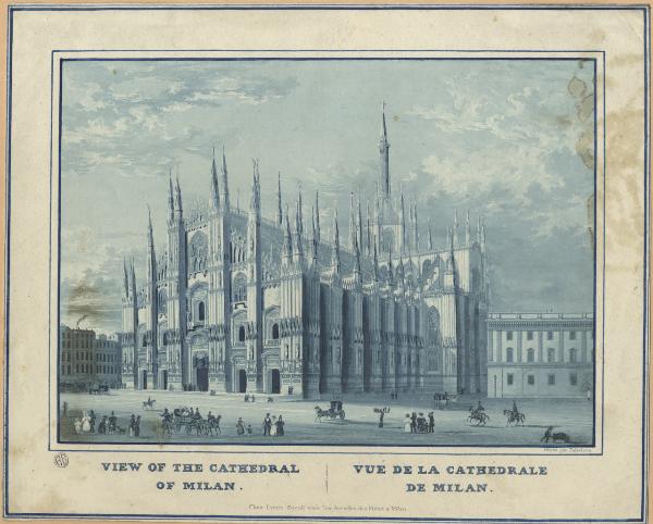 View of the Cathedral of Milan. Vué de la Cathédrale de Milan.