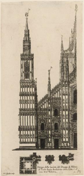 Disegno della facciata del Duomo di Milano di Carlo Butio architetto