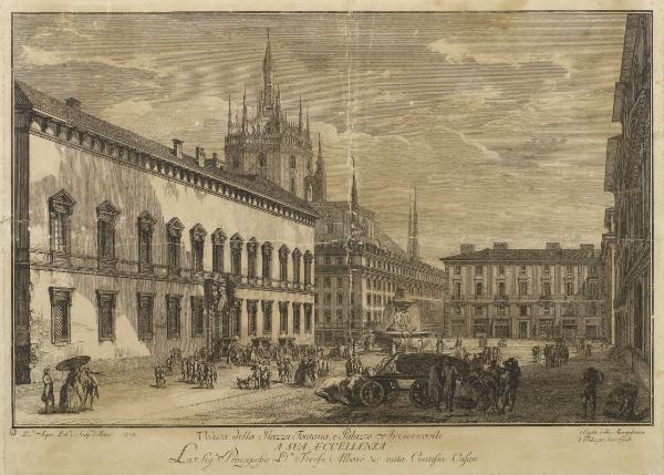 Veduta della Piazza Fontana e Palazzo Arcivescovile