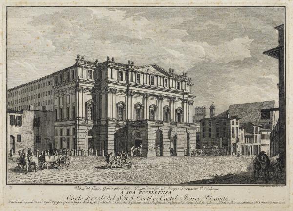 Veduta del Teatro Grande alla Scala. Disegno del Sig.r D.n Giuseppe Piermarini R. Architetto