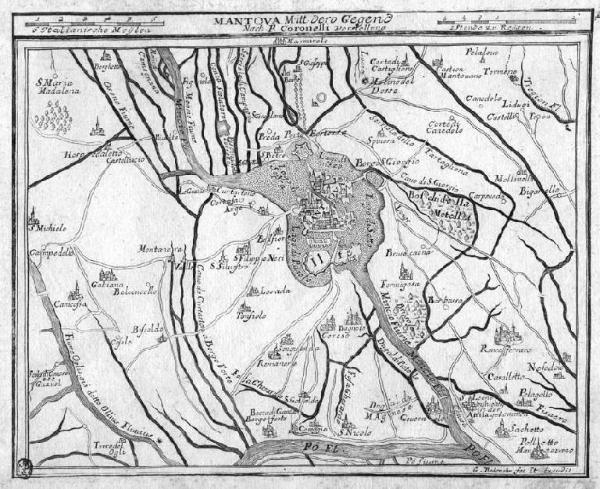 Mantova e dintorni. Pianta topografica e parzialmente prospettica