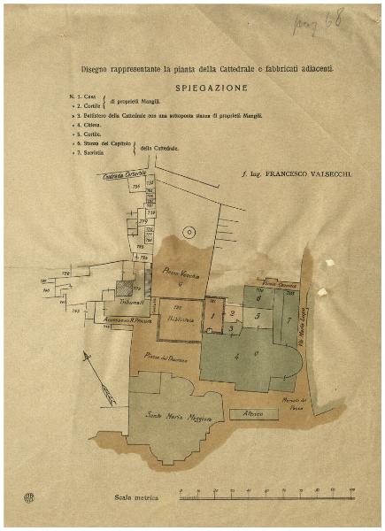 Bergamo. Pianta topografica della Cattedrale e delle zone limitrofe