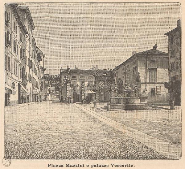 Brescia. Piazza Mazzini e Palazzo Vescovile