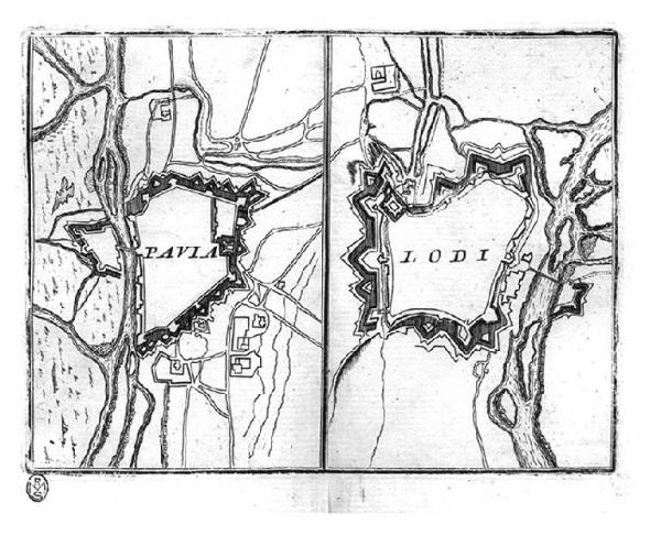 Pavia e Lodi. Piante topografiche delle mura