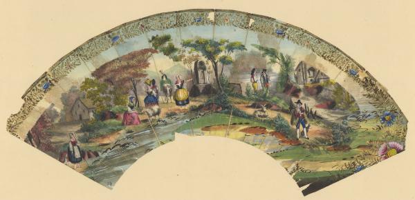 Pagina di ventaglio con scena pastorale