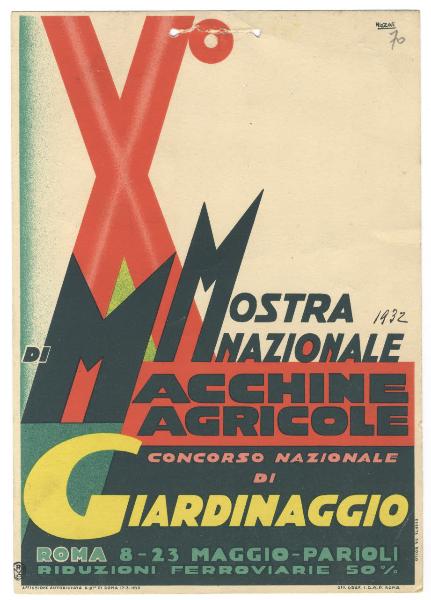 X° Mostra Nazionale di Macchine Agricole. Concorso Nazionale di Giardinaggio