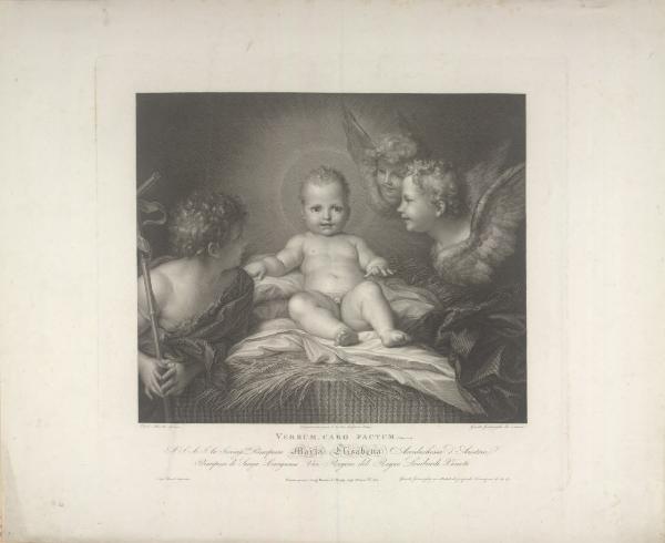 Bambino adorato da putti