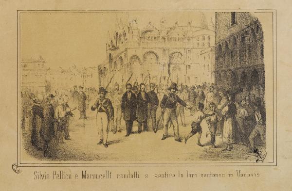 Silvio Pellico e Maroncelli condotti a sentire la loro sentenza in Venezia il 22 febbraio 1822