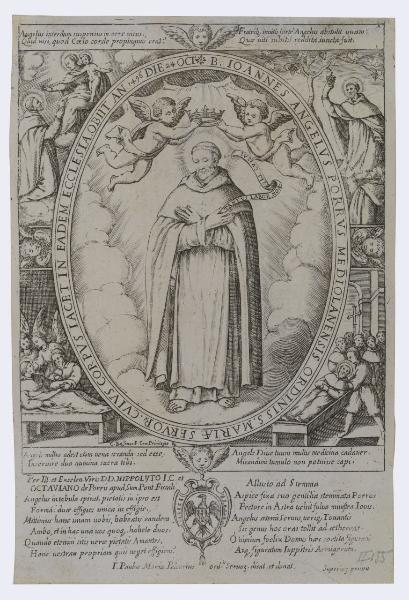 B. Ioannes Angelus Porrus Mediolanensis Ordinis S. Mariae Servor. cuius corpus iacet in eadem ecclesia obiit an. 1496 die 24 oct.