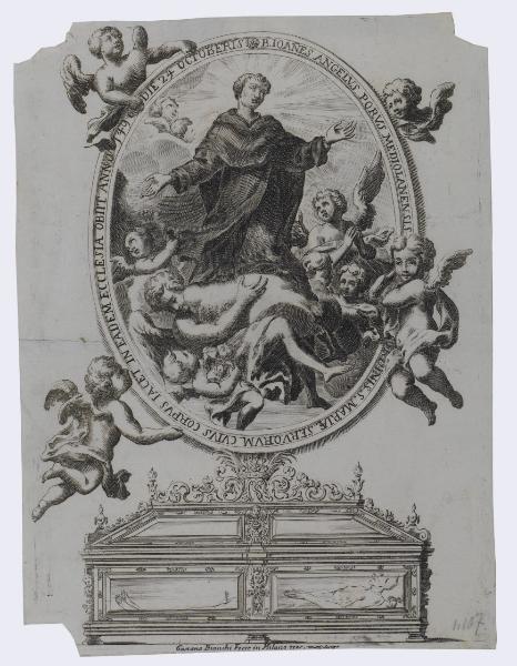 B. Ioanes Angelus Porus Mediolanensis Ordinis S. Mariae Servorum cuius corpus iacet in eadem ecclesia obiit anno 1496 die 24 octoberis