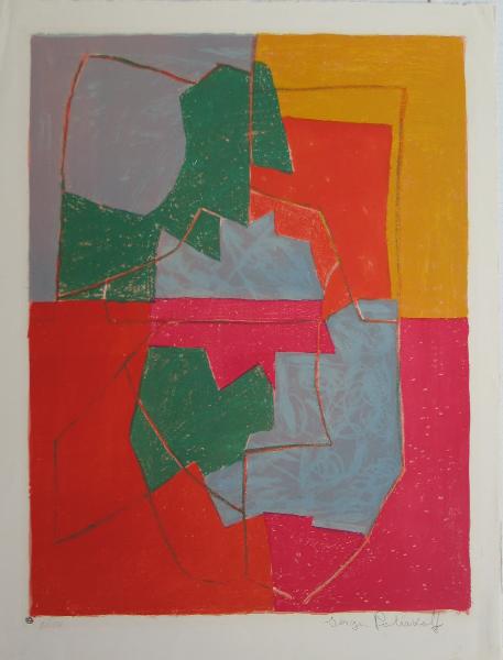 Composizione in rosso, verde, blu e giallo