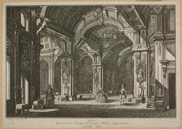 Scena D'invenzione e Disegno del Cavalier Bibiena rappresentante Galleria Reale