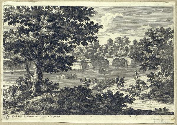 Paesaggio fluviale con ponte