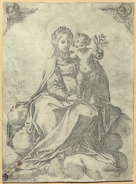 Madonna con Gesù Bambino che tiene in mano una rosa