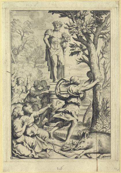 Leonilla, figlia di Tirsenia, trasformata in albero d'arancio