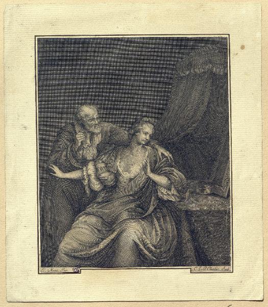 Anziano che abbraccia una donna