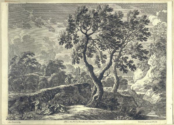 Paesaggio fluviale con figure