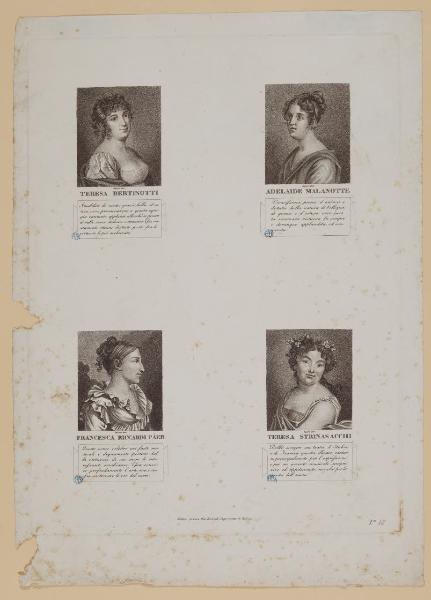 Teresa Bertinotti; Adelaide Malanotte; Francesca Riccardi Paer; Teresa Strinasacchi