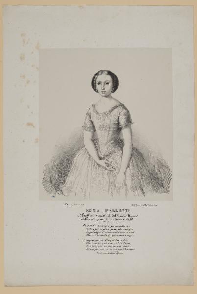 Emma Bellotti Prima Ballerina assoluta del Teatro Nuovo nella stagione di autunno 1856; Se per la danza, o giovinetta sei [...]