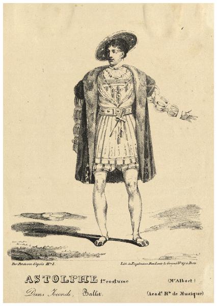 Astolphe premier costume (M.r Albert). Dans Joconde, Ballet (Acad.e R.le de Musique)