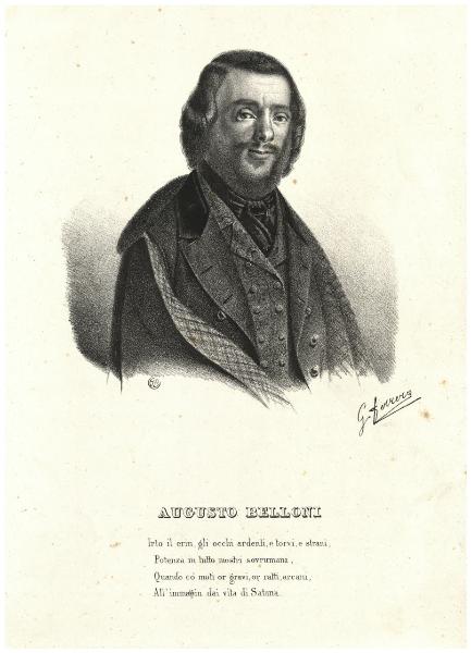 Augusto Belloni. Irto il crin, gli occhi ardenti, e torvi, e strani...