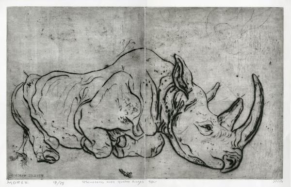 Rhinoceros avec quatre anges