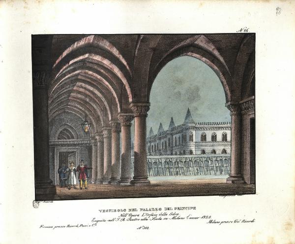 Vestibolo nel Palazzo del principe. Nell'Opera L'Orfano della Selva. Eseguita nel I. R. Teatro alla Scala in Milano l'anno 1828. N. 382