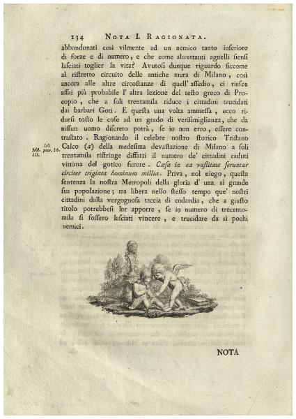 Due putti leggono una pergamena con una lente, intorno un busto e un libro