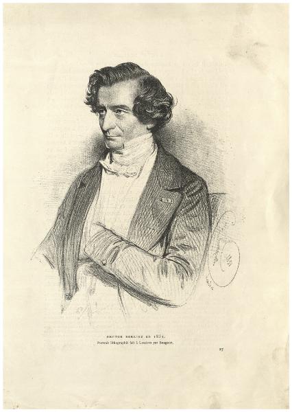 Hector Berlioz en 1851. Portrait lithographié fait à Londre par Baugniet