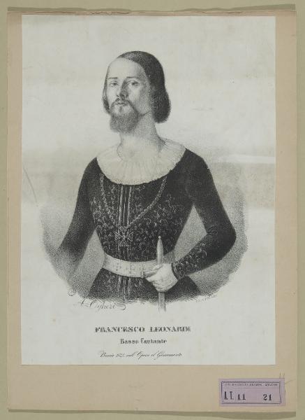 Francesco Leonardi basso cantante Brescia 1842 nell'opera Il Giuramento