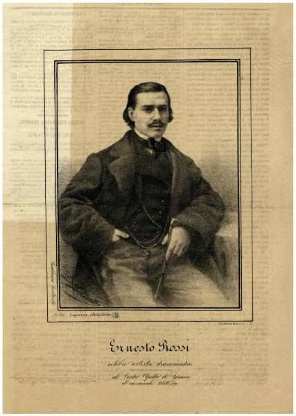 Ernesto Rossi celebre artista drammatico al Teatro Apollo in Genova carnevale 1858-59