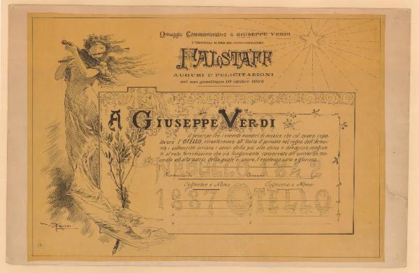 Omaggio commemorativo a Giuseppe Verdi l'immortale autore del nuovo capolavoro Falstaff