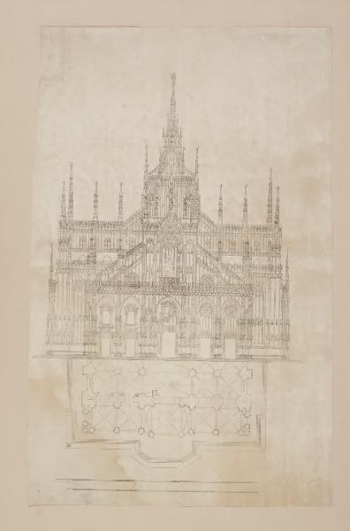 Pianta e prospetto per la facciata del Duomo di Milano
