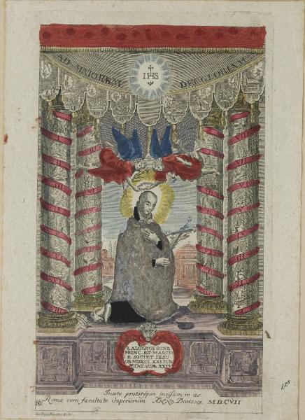 B. Aloysius Gonz. princ. et march. e Societ. Iesu ob. MDXCI. XXI. iun. aetat. suae XXIV