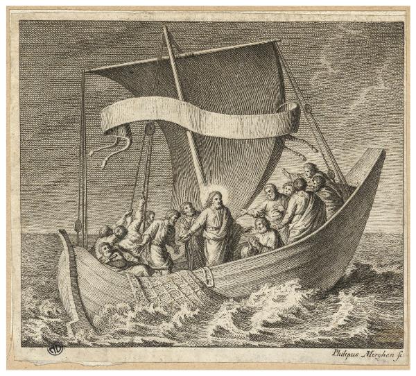 Cristo placa la tempesta sul lago di Tiberiade