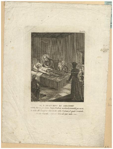 Il B. Francesco di Geronimo essendo chiamato per visitare Pompeo Prudente moribondo, e trovandolo già morto, in nome del Crocifisso chiama tre volte l'estinto, il quale tornando in vita risponde, e sorge poi libero da ogni male.