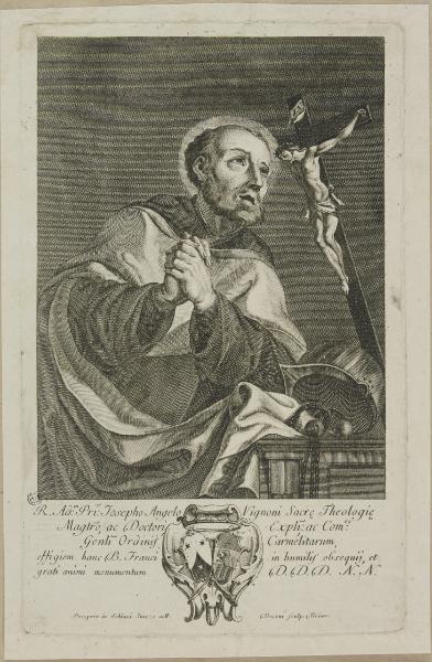 R. Adm. Pri. Josepho Angelo Vignoni Sacrae Theologiae Magtro, ac Doctori Expli. ac Com.ro Genti Ordinis Carmelitarum, effigiem hanc B. Franci in humilis obsequij, et grati animi monumentum [...]