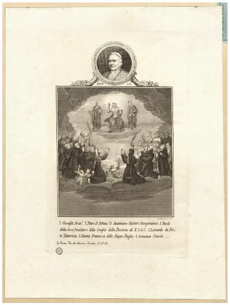 S. Giosafat Arciv.o S. Pietro D'Arbues SS. diecinnove Martiri Gorgomiensi. S. Paolo della Croce fondatore della Cong.ne della Passione di N.S.G.C. S. Leonardo da Porto Maurizio. S. Maria Francesca delle Cinque Piaghe. S. Germana Cousin