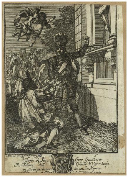 Effigie di San Giov. Gualberto fondatore dell'Ordine di Valombrosa in atto di perdonare ad un suo nemico [...]