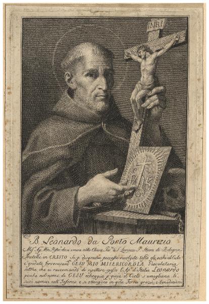 B. Leonardo da Porto Maurizio Mis.o Ap.co Min. Rifor.to che si venera nella Chiesa Par.le di S. Lorenzo P. Stiera di Bologna [...]