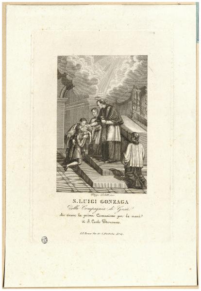 S. Luigi Gonzaga della Compagnia di Gesù che riceve la prima Comunione per le mani di S. Carlo Boromeo