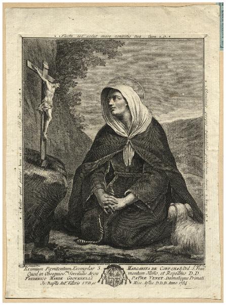 Eximium poenitentum exemplar S. Margarita de Cortona S. Ord. S. Fran.ci quod in obsequios.mae servitutis argumentum Illmo, et Revedmo D.D. Friderico Mariae Giovanelli Pathae Venet. Dalmatiaeque primati Jo. Bapta Ant.s Valerio S.T.D. [...]