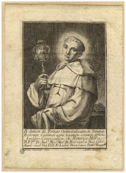 B. Simon de Roxas Ordin. Calceator. SS. Trinitat. redempt. captivor. agris levamen. solamen afflictis [...]
