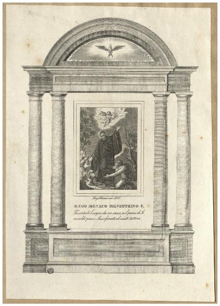 S. Ugo monaco silvestrino c. Fa scaturir l'acqua da un sasso, nel piano di Seravaldo presso Sassoferrato ed esiste tuttora.