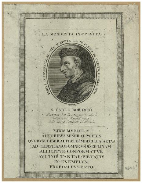 S. Carlo Boromeo Protettore dell'Istituzione Cristiana de' Poveri Mendici eretta nella nuova Cattedrale di Brescia