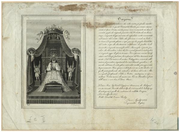 Orazione / Gloriosissima Santa Catterina che nella vostra profonda umiltà viveste nascosta in questo Venerabile Chiostro, per amare unicamente lo Sposo Divino [...]